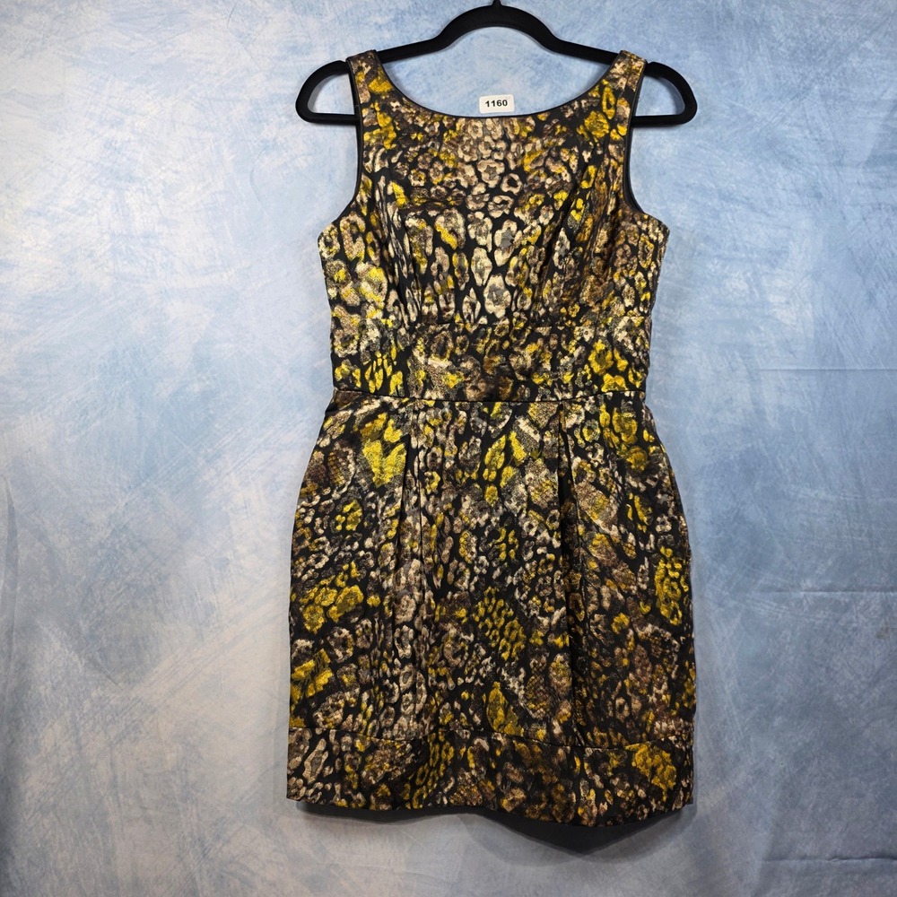 Weston Womens Metallic Leopard Animal Print Cocktail Dress Gold‎ Black XS USA